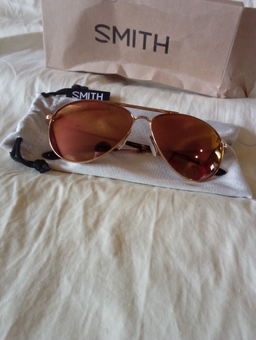 Smith Optics Langley 2 Rose Gold Polarized Aviator Sunglasses
